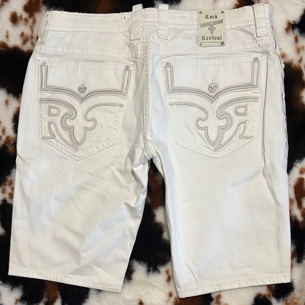 Rock Revival White Jean Shorts for Men